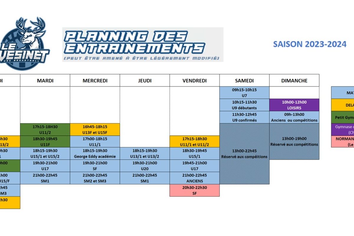 Inscriptions et planning 2023-2024