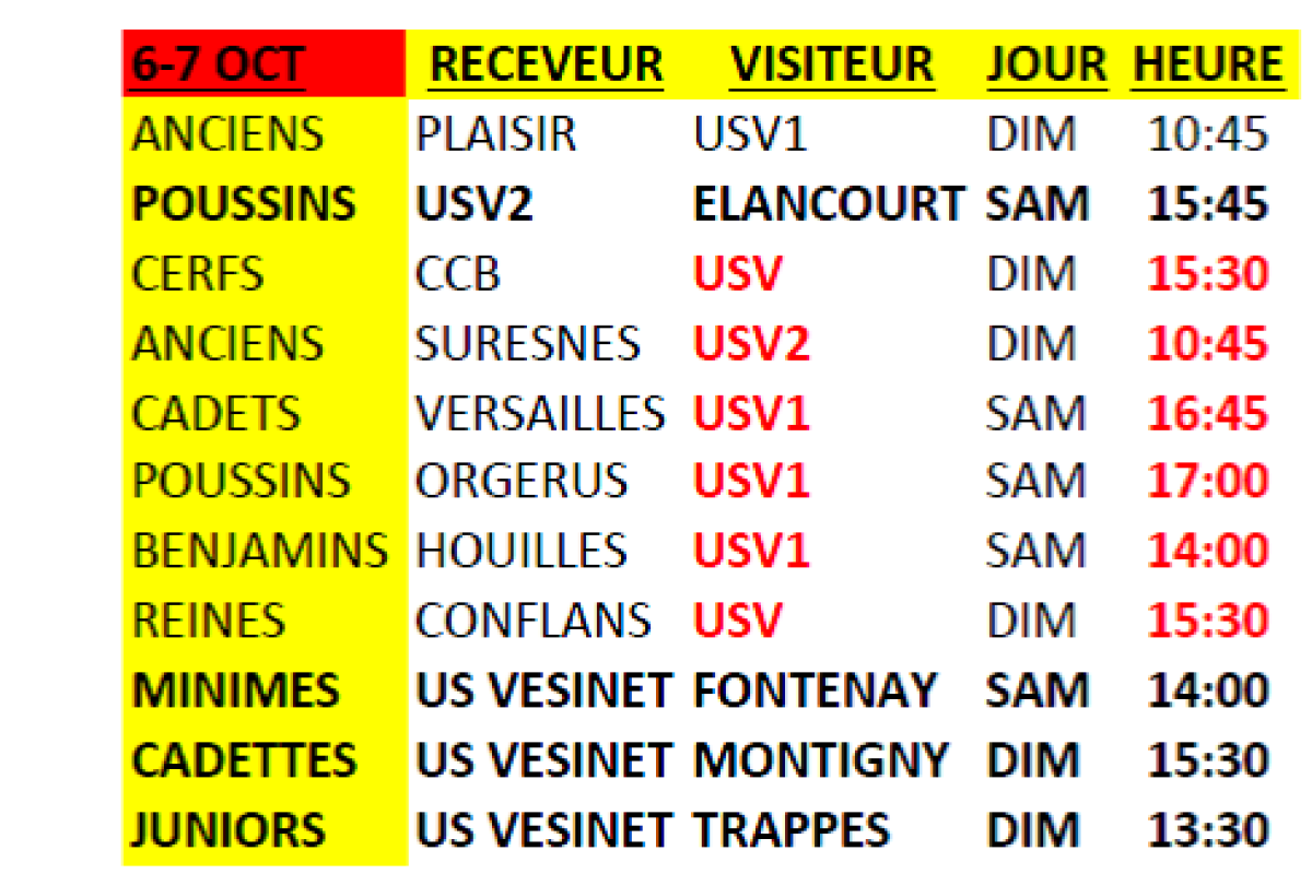 Week-end du 6-7 Octobre