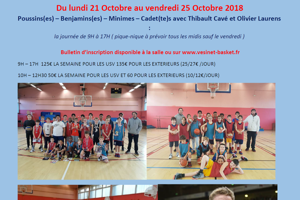 Stage de la Toussaint du Lundi 21 Octobre au Vendredi 26 Octobre