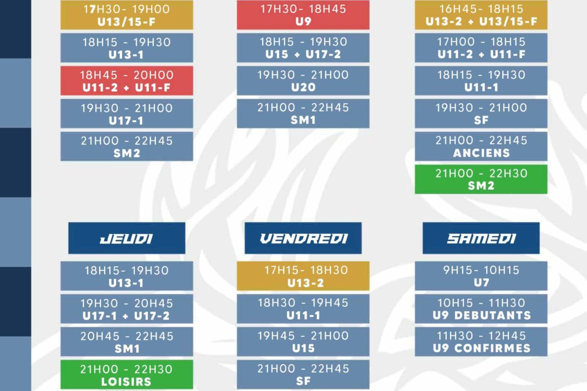 Entraînements 2022 – 2023
