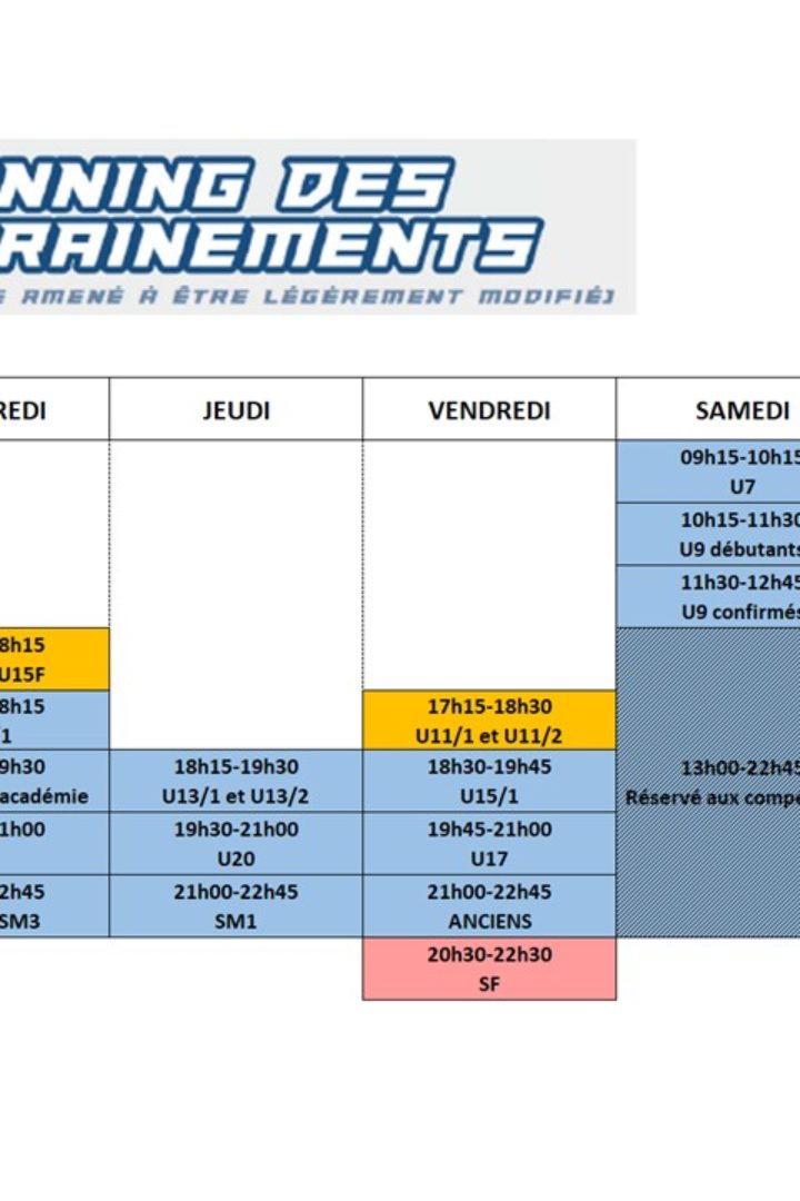 Inscriptions et planning 2023-2024