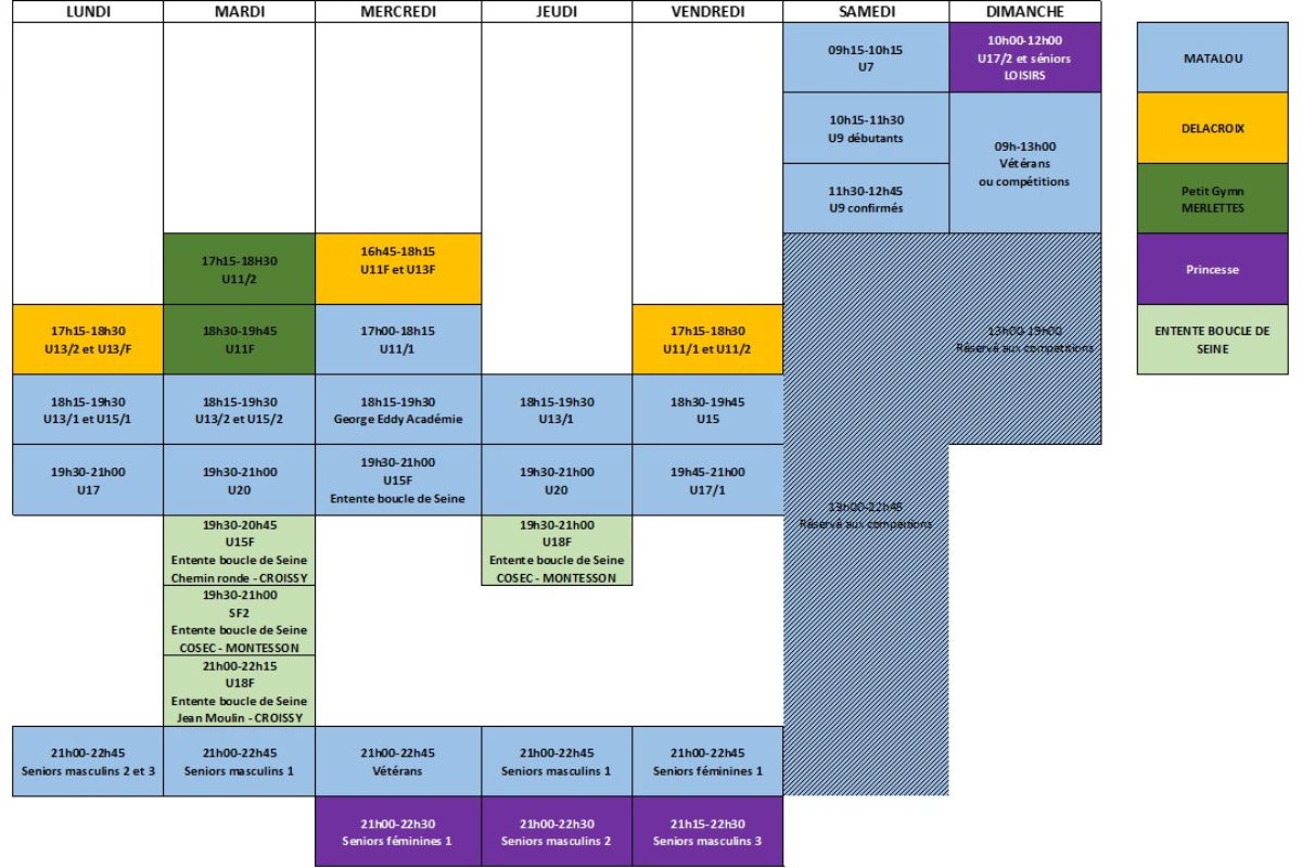 Inscriptions et planning 2024-2025