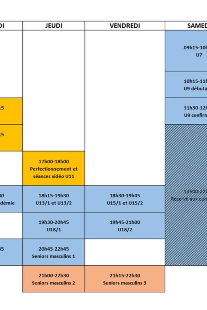 Inscriptions et planning 2026-2027